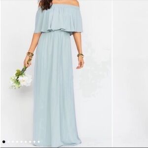 Women’s Sage Hacienda Maxi Off the Shoulder Bridesmaid Dress Size Large